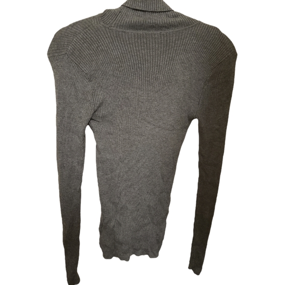 Express Fitted Ribbed Turtleneck in Charcoal - Picture 2 of 3